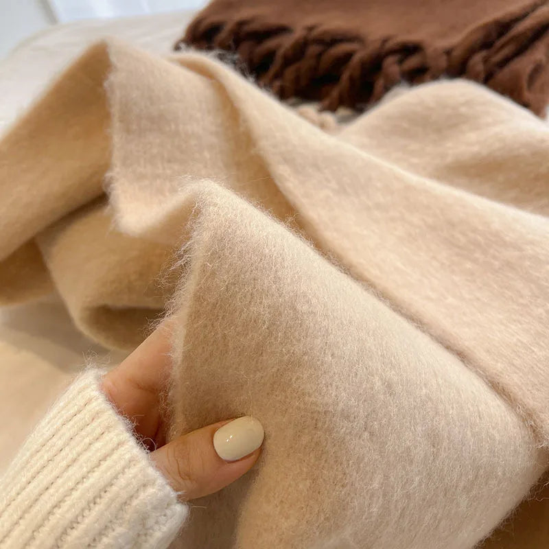 Luxury Cashmere-Feel Winter Scarf – Soft, Warm & Elegant Shawl Wrap with Tassels for Women!