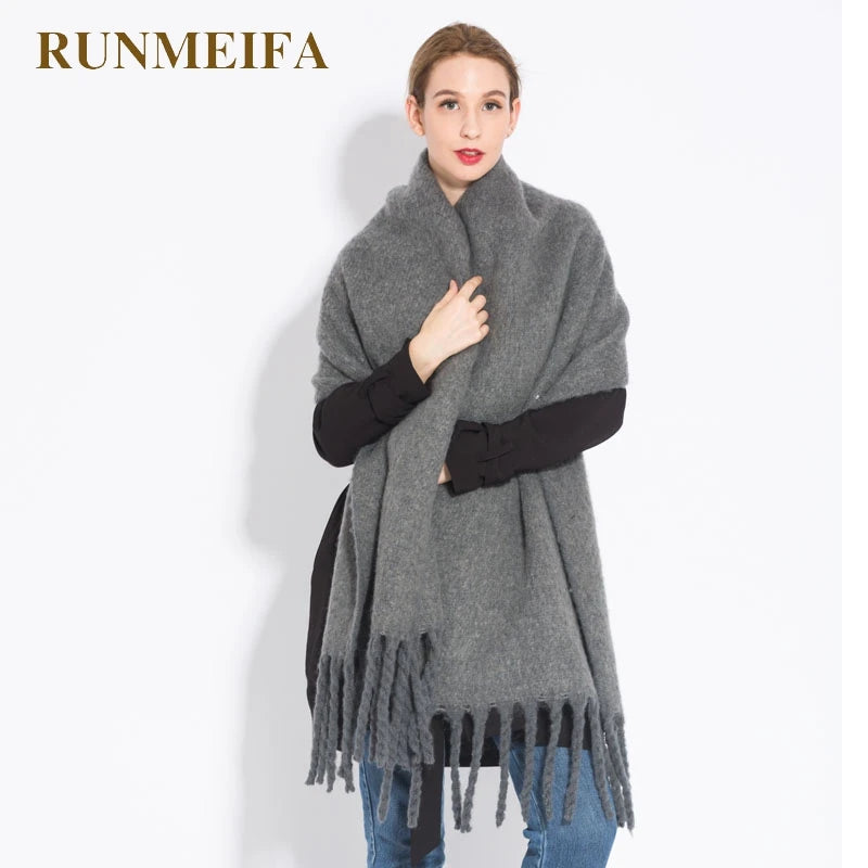Luxury Cashmere-Feel Winter Scarf – Soft, Warm & Elegant Shawl Wrap with Tassels for Women!