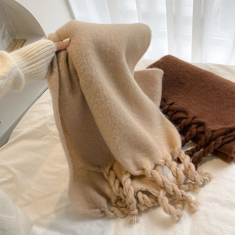 Luxury Cashmere-Feel Winter Scarf – Soft, Warm & Elegant Shawl Wrap with Tassels for Women!