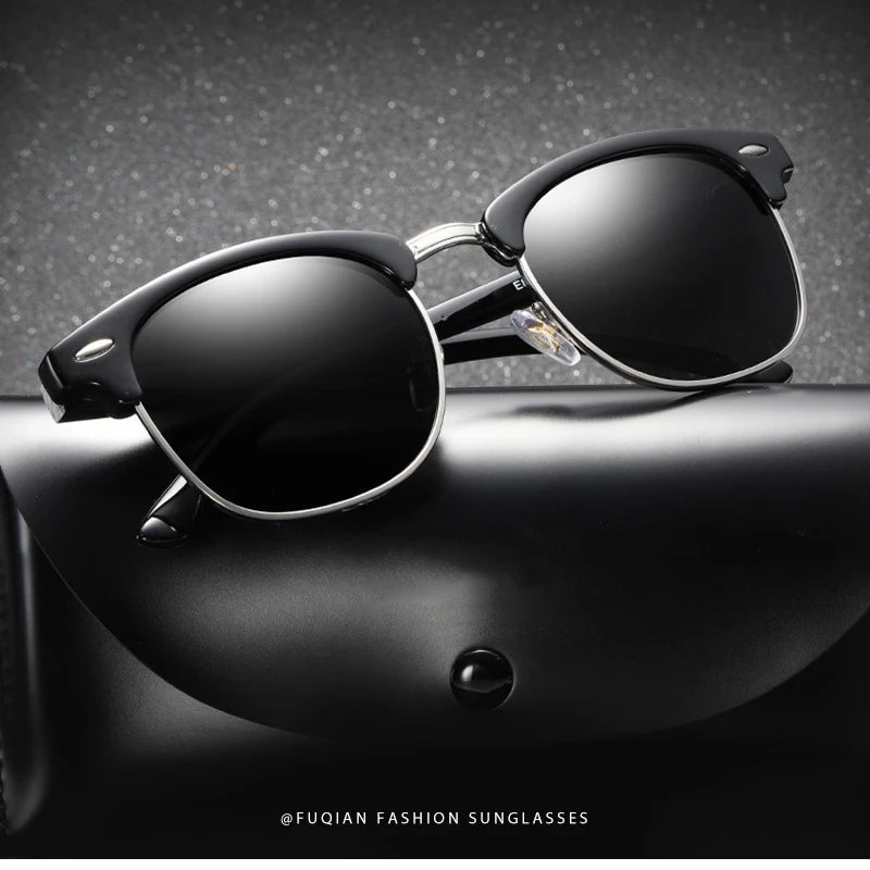 Classic Retro Half-Frame Polarized Sunglasses – Anti-Glare UV Protection for Men & Women ✨