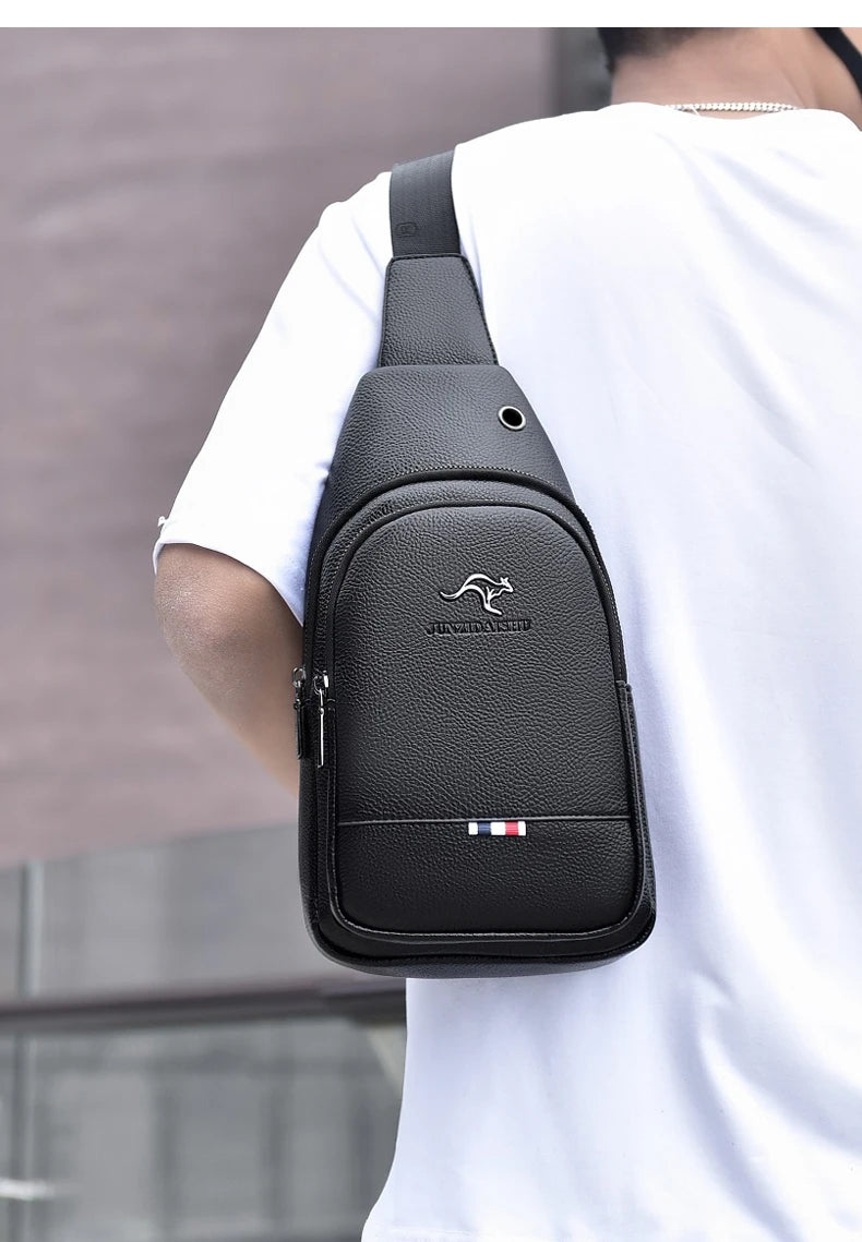 Men's Luxury PU Leather Chest Bag – Vintage Crossbody Shoulder Bag for Business & Casual Use