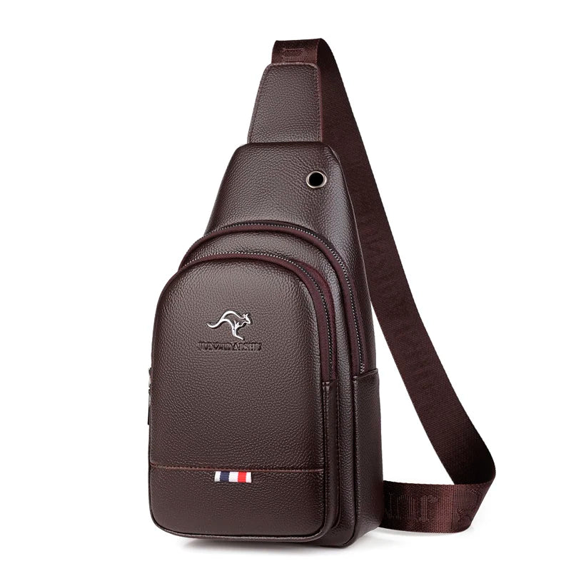 Men's Luxury PU Leather Chest Bag – Vintage Crossbody Shoulder Bag for Business & Casual Use