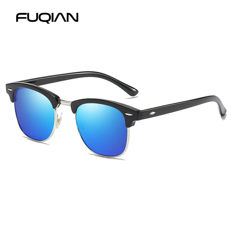 Classic Retro Half-Frame Polarized Sunglasses – Anti-Glare UV Protection for Men & Women ✨