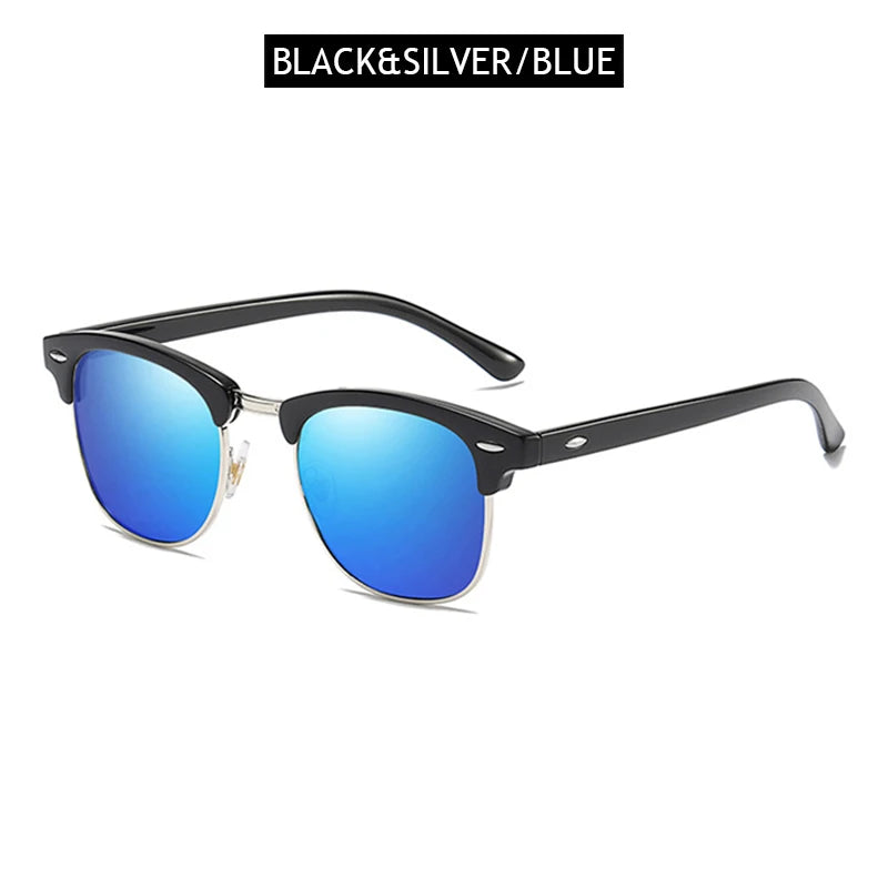 Classic Retro Half-Frame Polarized Sunglasses – Anti-Glare UV Protection for Men & Women ✨