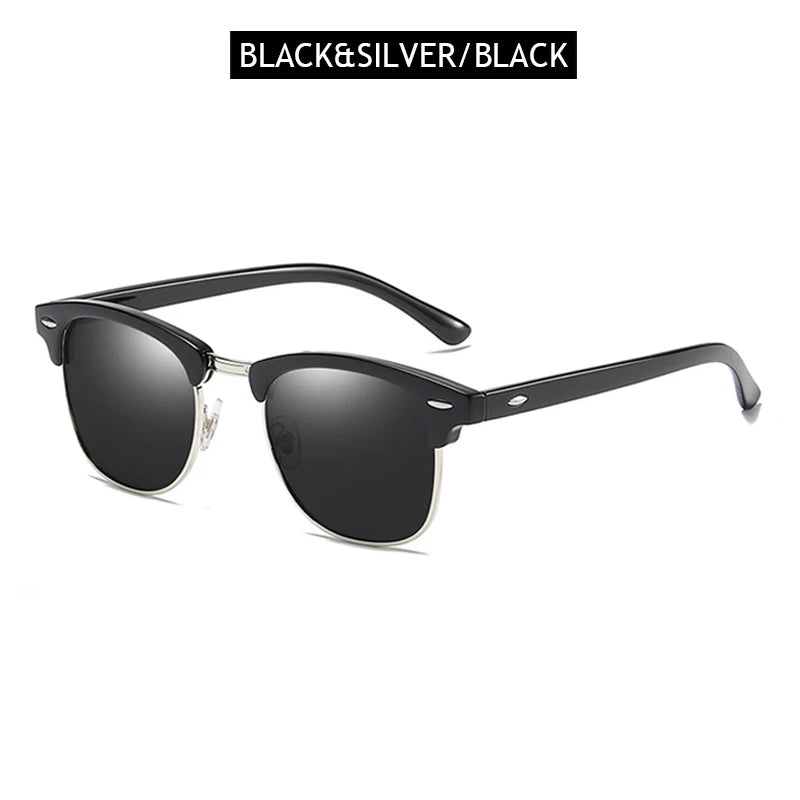 Classic Retro Half-Frame Polarized Sunglasses – Anti-Glare UV Protection for Men & Women ✨