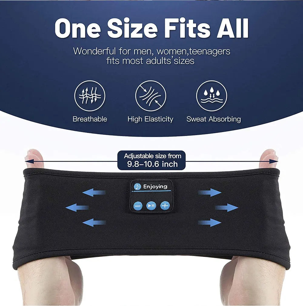 Sleep Eye Mask with Bluetooth 5.0 Headphones Soft Elastic Comfortable Headband ASMR Sleeping Band 10H Music