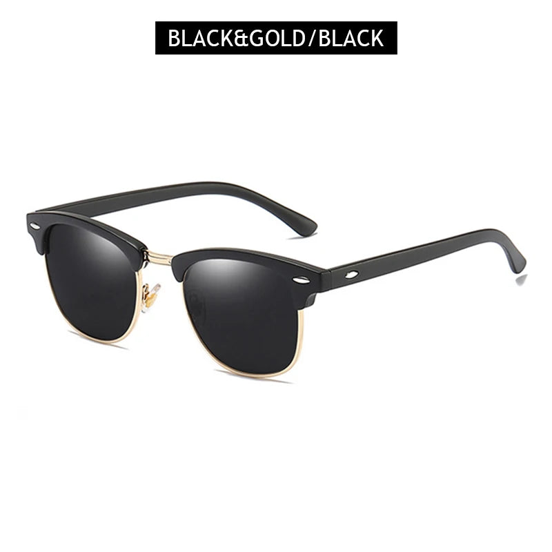 Classic Retro Half-Frame Polarized Sunglasses – Anti-Glare UV Protection for Men & Women ✨