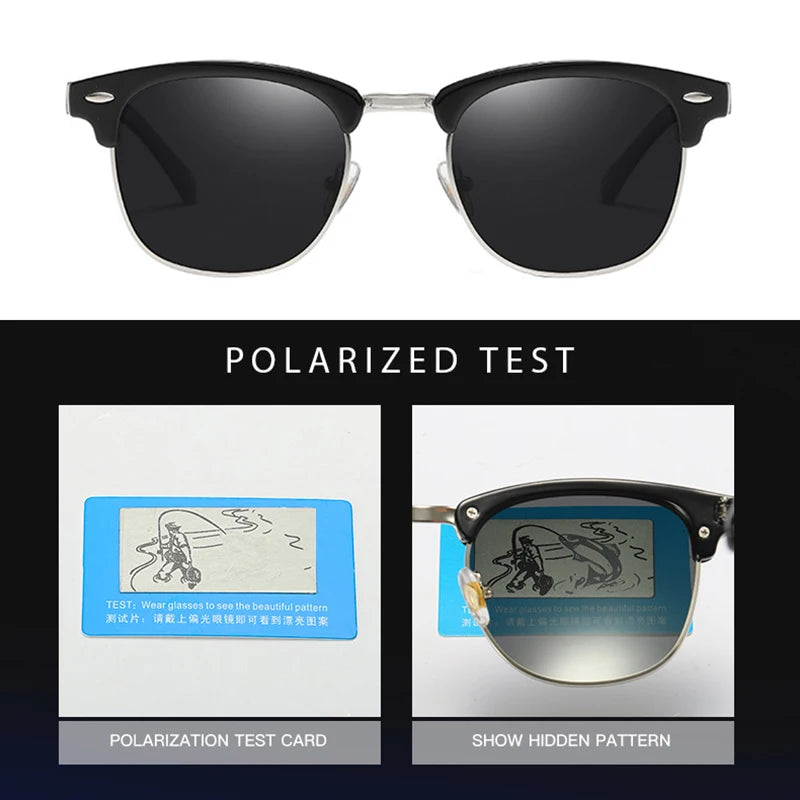 Classic Retro Half-Frame Polarized Sunglasses – Anti-Glare UV Protection for Men & Women ✨