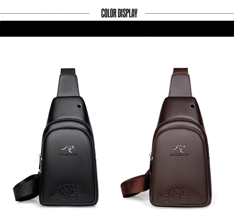 Men's Luxury PU Leather Chest Bag – Vintage Crossbody Shoulder Bag for Business & Casual Use