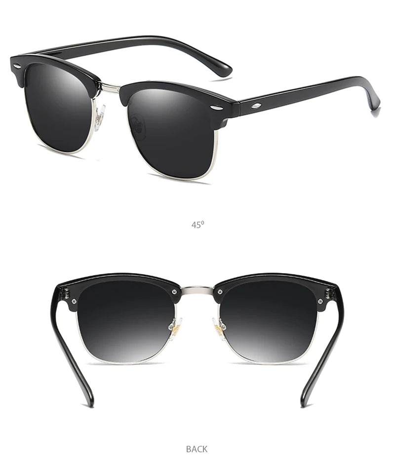 Classic Retro Half-Frame Polarized Sunglasses – Anti-Glare UV Protection for Men & Women ✨