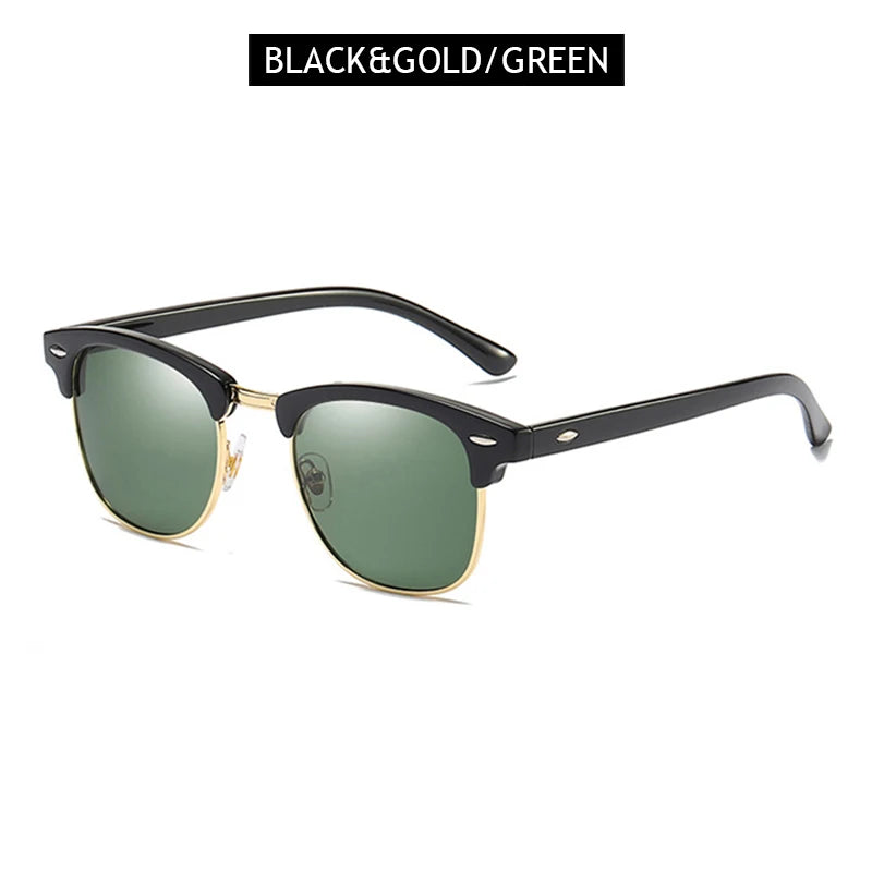 Classic Retro Half-Frame Polarized Sunglasses – Anti-Glare UV Protection for Men & Women ✨