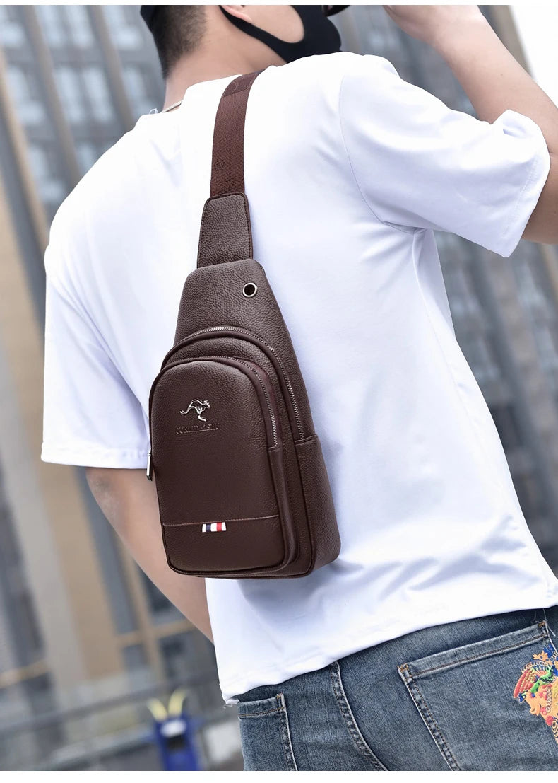 Men's Luxury PU Leather Chest Bag – Vintage Crossbody Shoulder Bag for Business & Casual Use