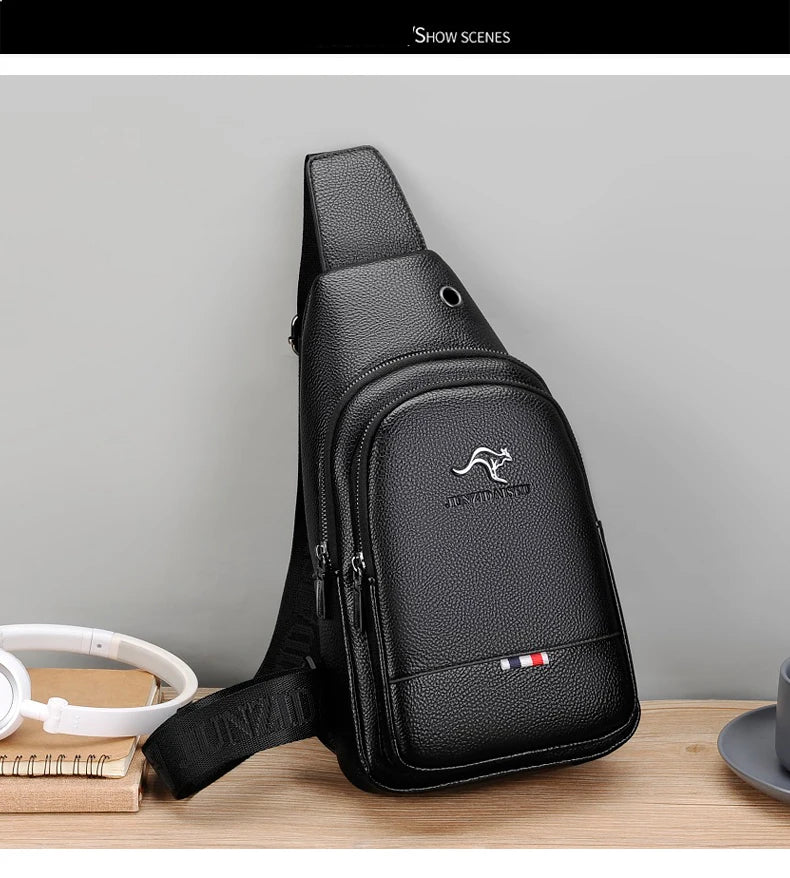 Men's Luxury PU Leather Chest Bag – Vintage Crossbody Shoulder Bag for Business & Casual Use