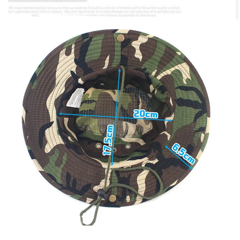 Camouflage Tactical Cap Boonie Bucket Hat Caps Camo Men Outdoor Sports Sun Bucket Cap Fishing Hiking Hunting Hats