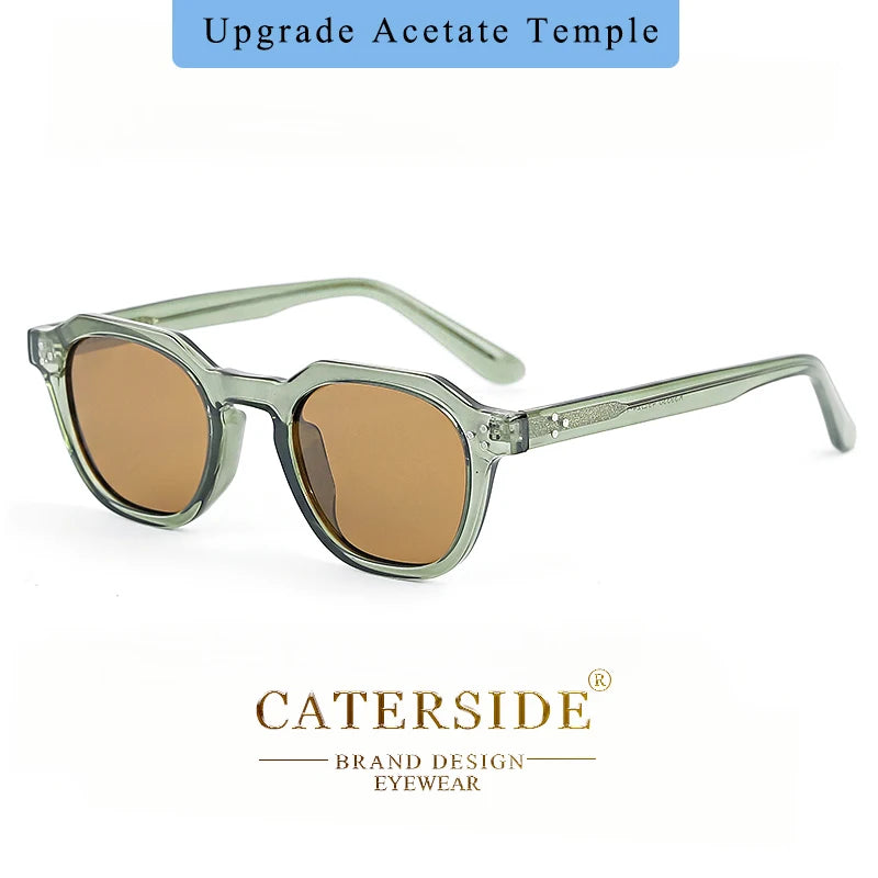 CATERSIDE Retro Polarized Sunglasses Men Ultralight TR90 Frame Polygon Women Sun Glasses Outdoor High Quality Travel Eyewear