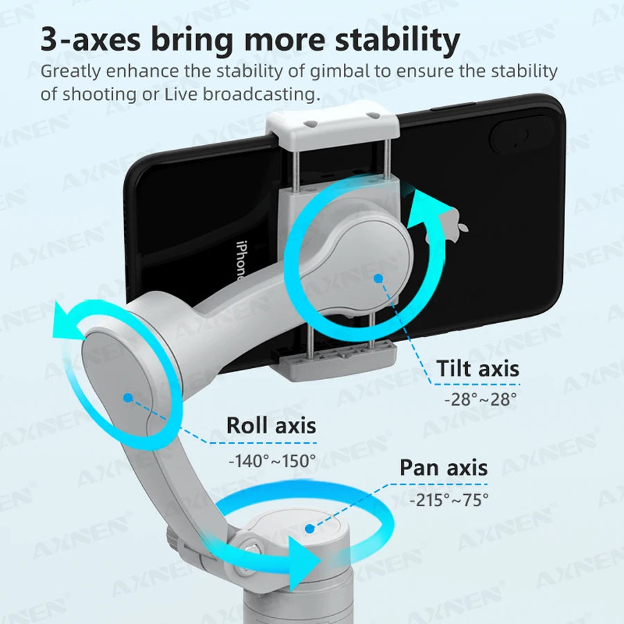 AXNEN 3-Axis Handheld Gimbal Stabilizer – Selfie Stick & Tripod for Vlogging & Smartphone Video Recording