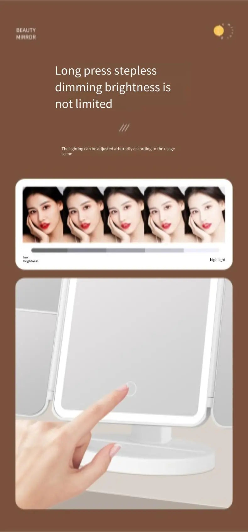 Trifold LED Makeup Mirror – Smart Light-Up Vanity Mirror for Beauty & Dressing