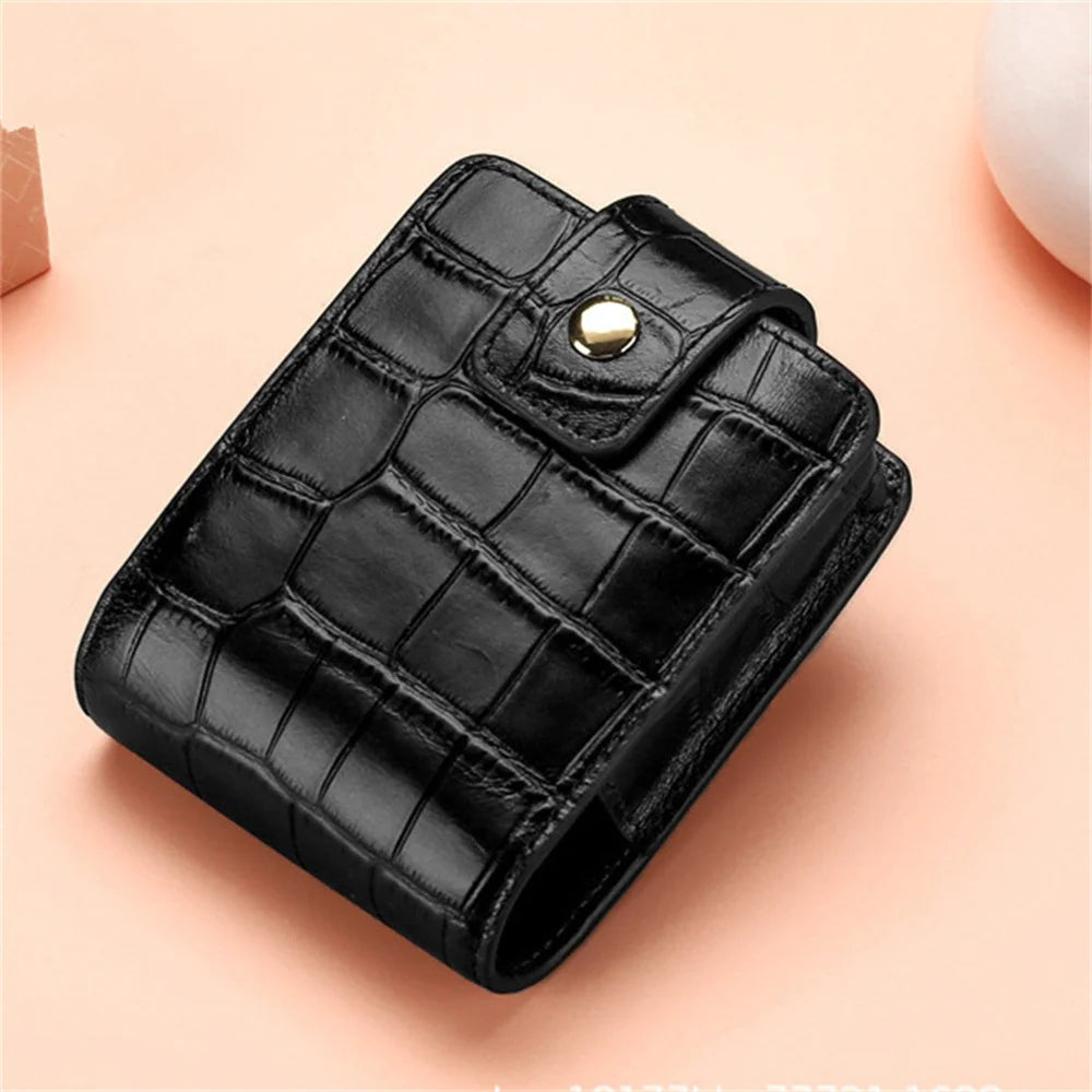 Mini Lipstick Cosmetic Bag with Mirror – Crocodile Pattern PU Travel Makeup Pouch & Organizer