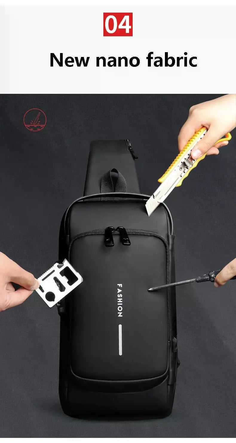 Men's Anti-Theft Chest Bag – USB Charging Crossbody Sling Bag for School, Travel & Daily Use