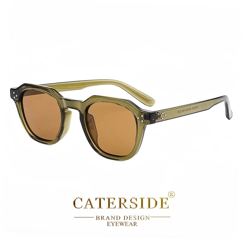 CATERSIDE Retro Polarized Sunglasses Men Ultralight TR90 Frame Polygon Women Sun Glasses Outdoor High Quality Travel Eyewear