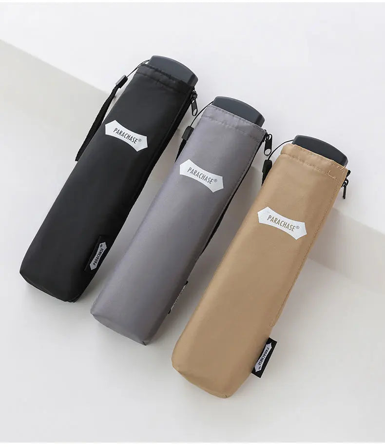 Parachase Flat Rain Umbrella Woman Lightweight 143g Foldable Mini Umbrella Pocket Portable Travel Folding Umbrella Windproof