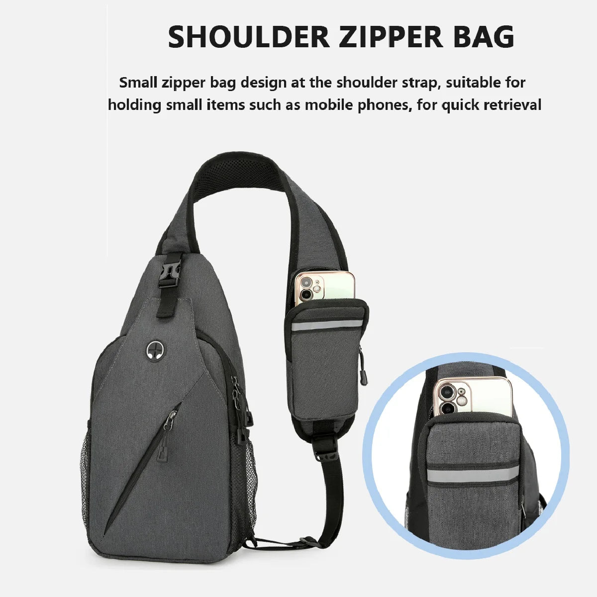 New Casual Chest Bag – Men’s Mobile Phone Crossbody Bag, Multifunctional Lightweight Outdoor Sports Shoulder Bag