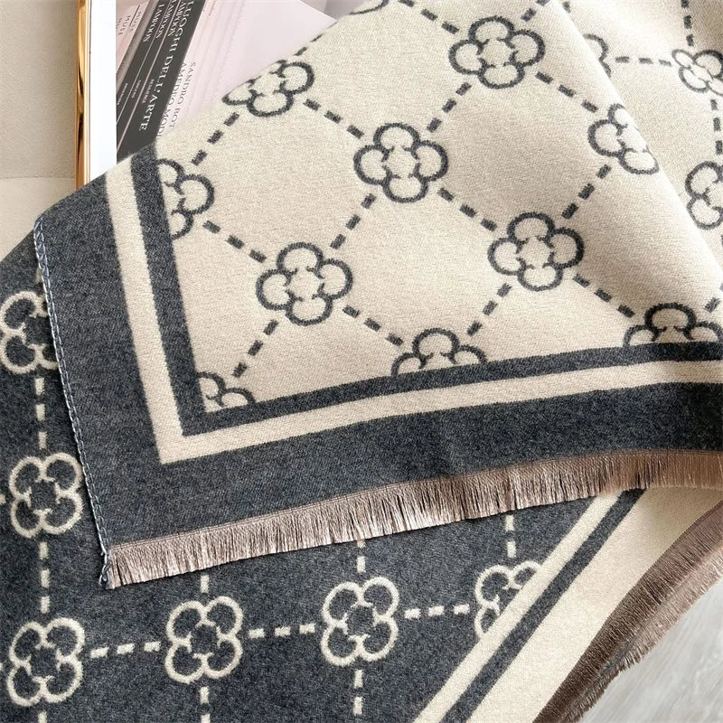 Luxury Cashmere Plaid Scarf Winter Women Pashmina Shawls Warm Blanket Wraps Female Foulard Bandana Brand Thick Scarves Hijab