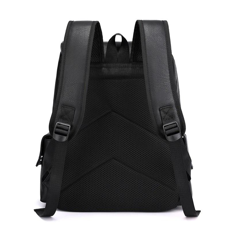 2025 Men’s PU Leather Backpack – Large Laptop Bag, Mochilas for Teenagers Boys, Black & Brown Schoolbag