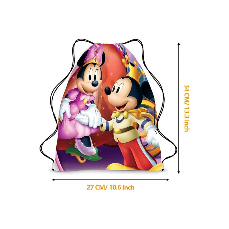 Disney Minnie & Mickey Drawstring Backpack – Cute & Lightweight Cartoon Bag for Kids, School, & Party Gifts!