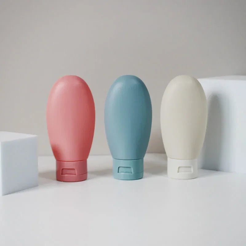 4Pcs/Set Travel Botttle Set 60ml Refillable Bottle Soft Silicone Lotion Shampoo Container Squeeze Tube Empty Bottle Wholesale