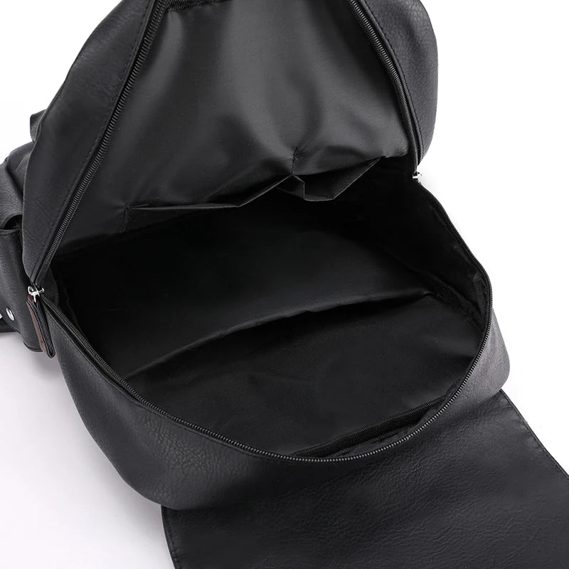 2025 Men’s PU Leather Backpack – Large Laptop Bag, Mochilas for Teenagers Boys, Black & Brown Schoolbag