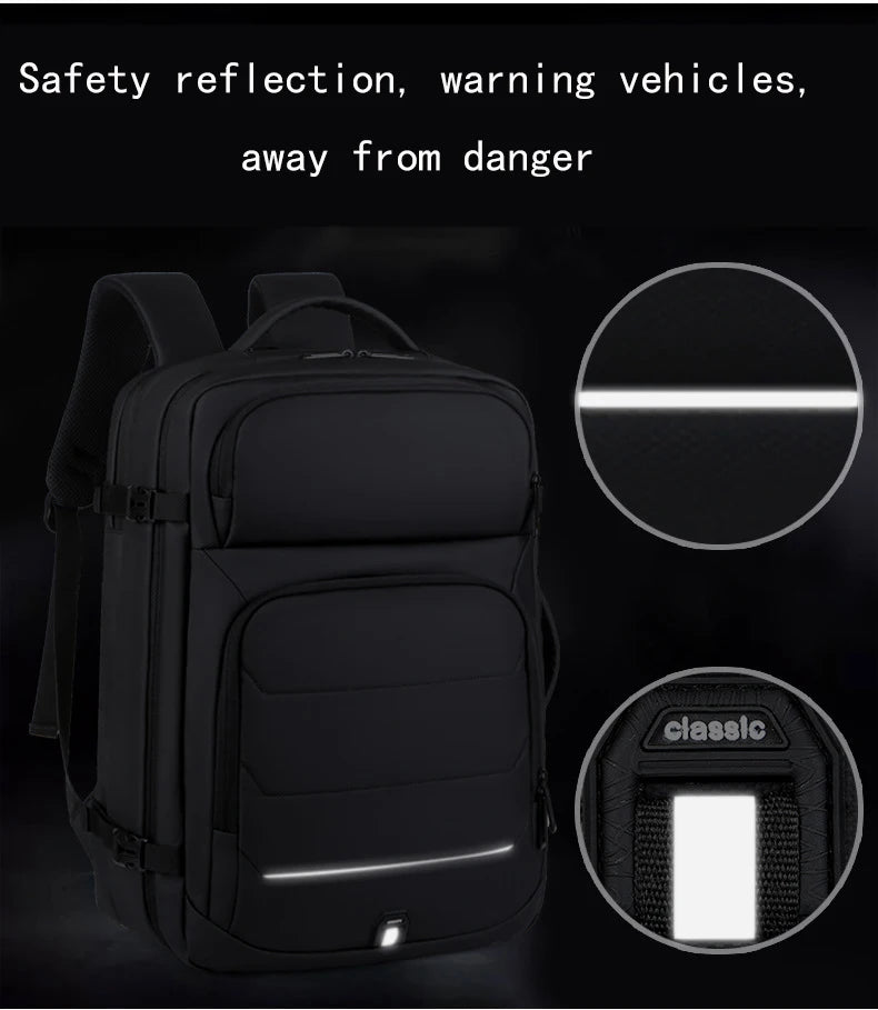 Expandable 17-inch Men’s Laptop Backpack – Waterproof Notebook Bag with USB, Schoolbag, Sports Travel Backpack for Men