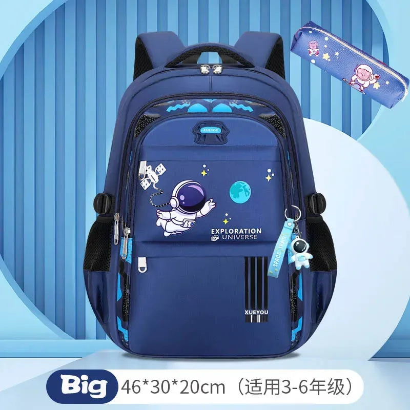 Astronaut-Themed Waterproof School Backpack – Lightweight, Spacious & Spinal Protection Design for Boys!