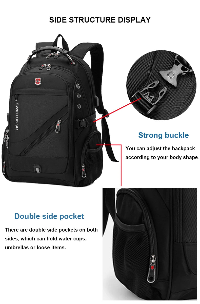 2025 Waterproof Laptop Backpack – 17/20 Inch Oxford Travel Rucksack for Men & Women, School Bag with Modern Design