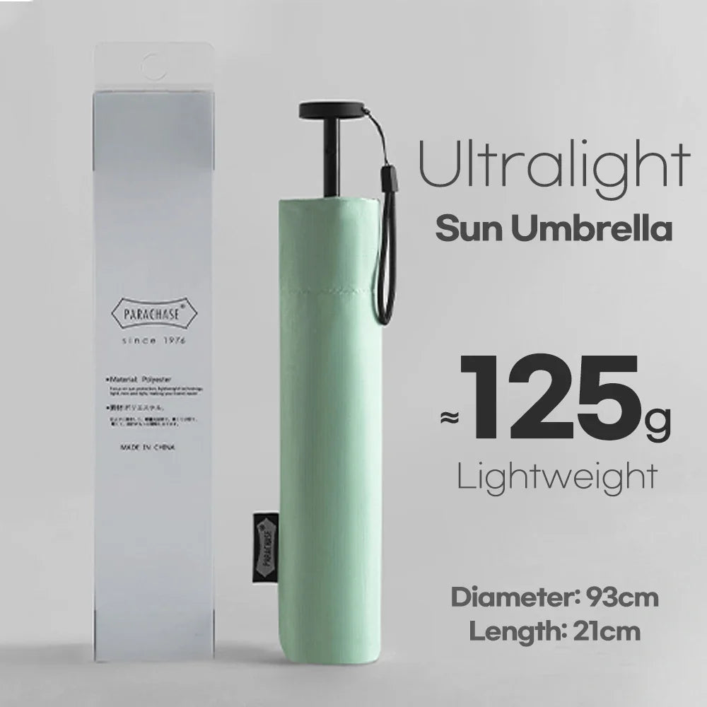 Parachase Ultra-light Folding Umbrella 111g Only Anti UV Travel Light Sun Umbrella Windproof Carbon Fiber Portable Parasol 6K