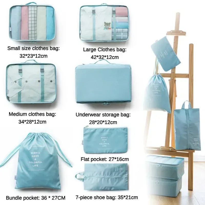 7-Piece Travel Organizer Set – Luggage Packing Cubes & Storage Bags for Clothes, Shoes & Accessories