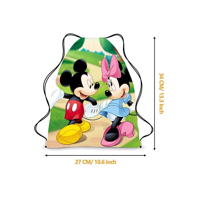 Disney Minnie & Mickey Drawstring Backpack – Cute & Lightweight Cartoon Bag for Kids, School, & Party Gifts!