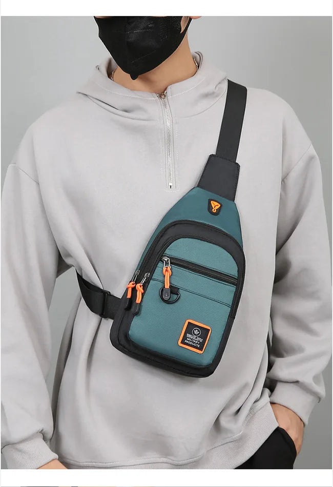 Fashion Men's Chest Bag – Lightweight Oxford Fabric Crossbody Shoulder Bag, Stylish Casual Waist Pack for Men