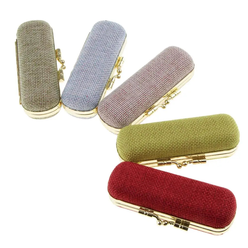 Soft Linen Lipstick Case with Mirror – Elegant Travel-Friendly Makeup Holder