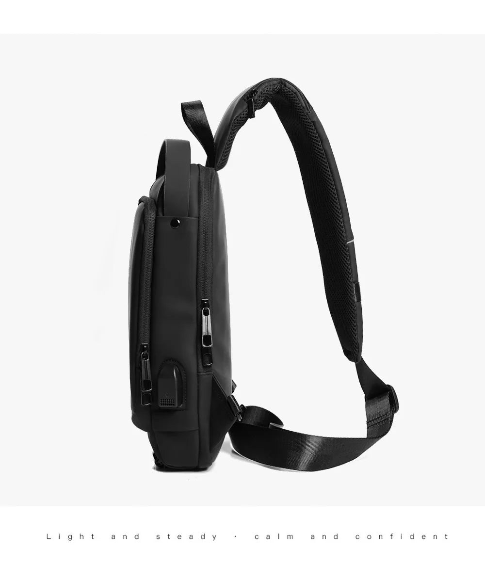 Men's Anti-Theft Chest Bag – USB Charging Crossbody Sling Bag for School, Travel & Daily Use