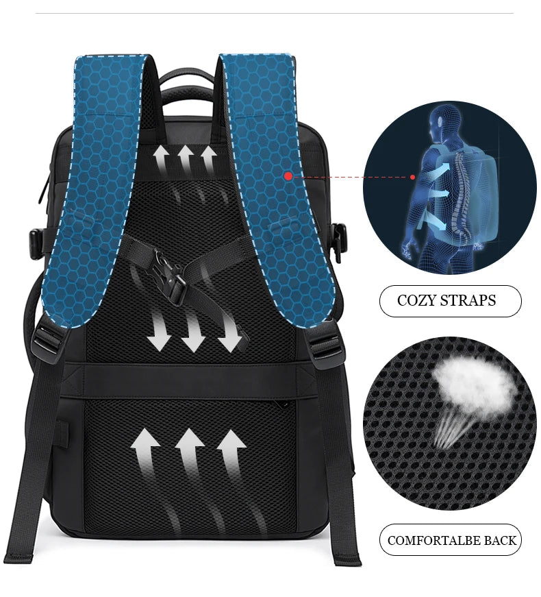 BANGE Expandable Men's Backpack – Waterproof 17.3-inch Laptop Backpack, Large Capacity Hiking Travel Bag for Men
