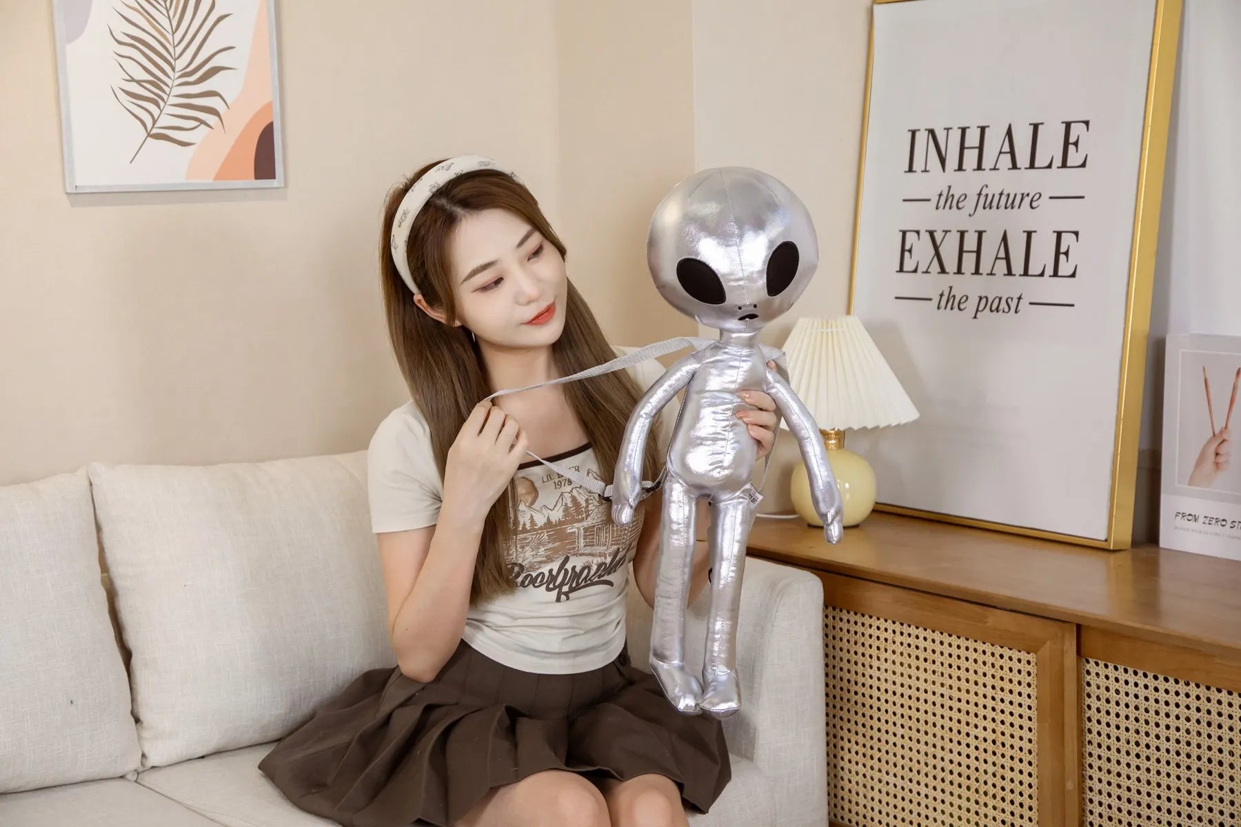 60cm Plush Alien Backpack – Soft & Adorable Extraterrestrial-Themed Bag, Perfect for Kids & Creative Gifts!