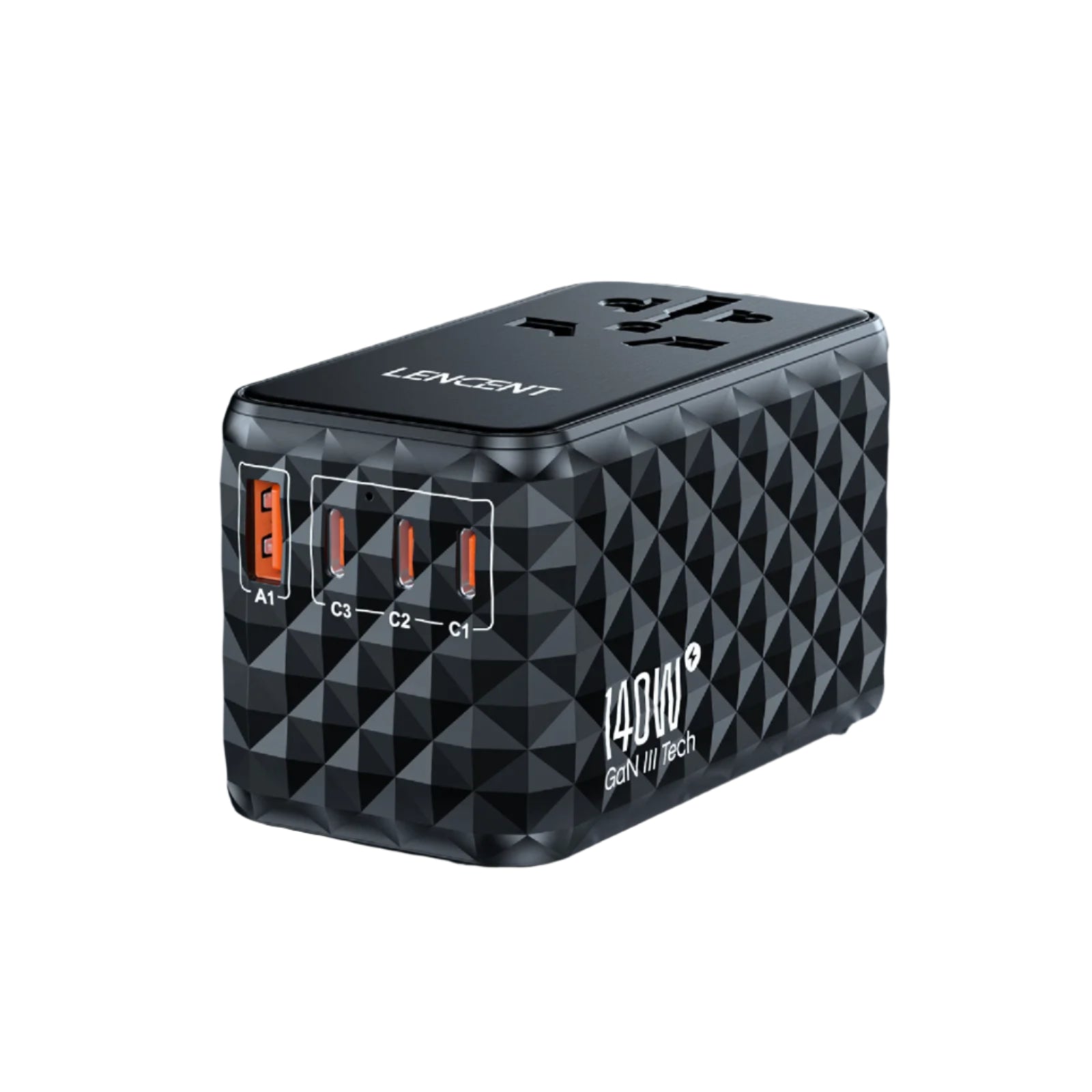 LENCENT 140W GaN Universal Travel Adapter – Fast Charging with 3 USB-C & 1 USB-A for EU/UK/US/AU! 🌍⚡