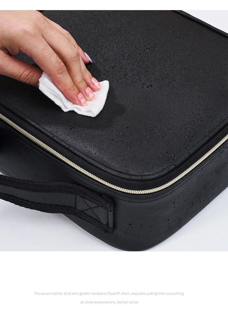 Smart LED Makeup Case with Mirror – Large-Capacity Travel Beauty & Skincare Organizer