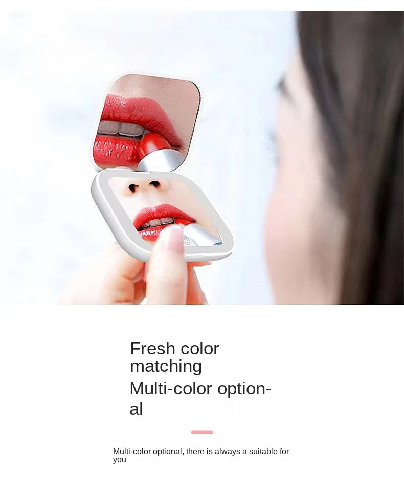 Mini LED Folding Makeup Mirror – Portable Magnifying Compact Mirror for Travel & Beauty