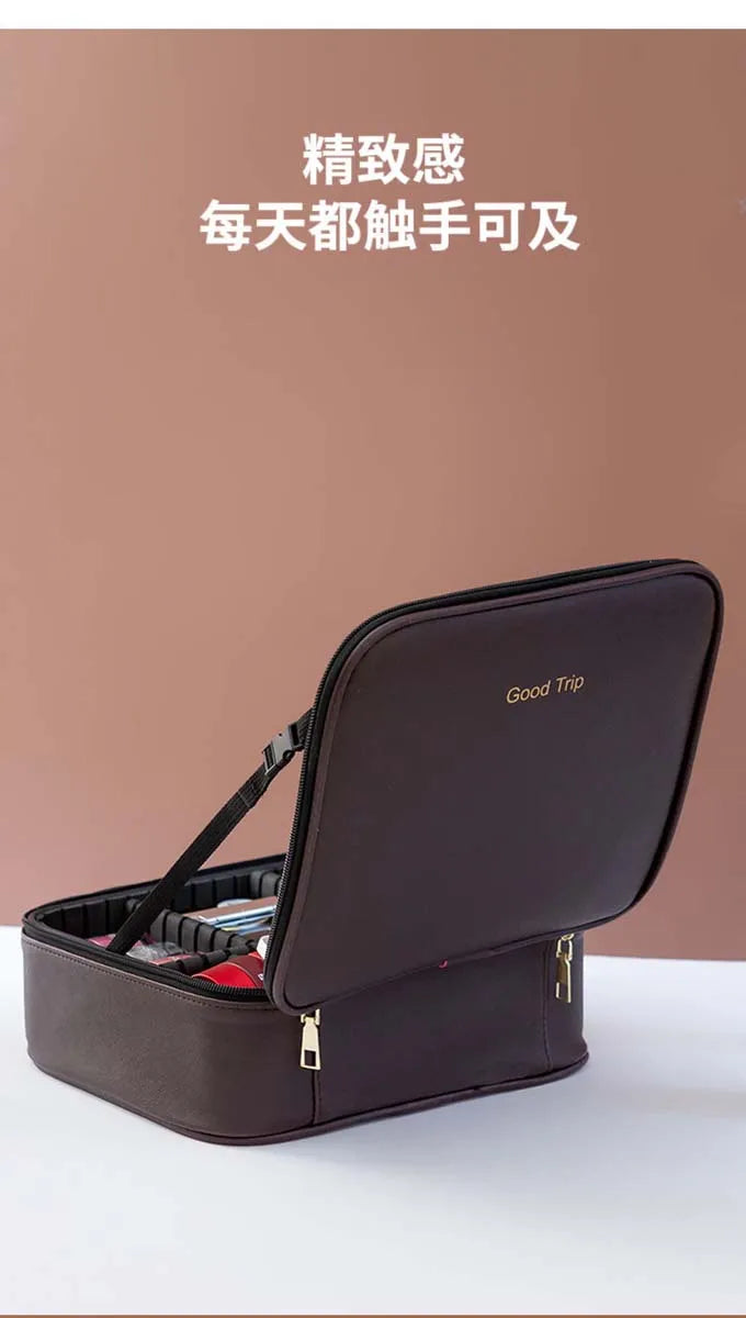 LED Travel Makeup Bag with Mirror – Large-Capacity Portable Storage Case with Combination Lock