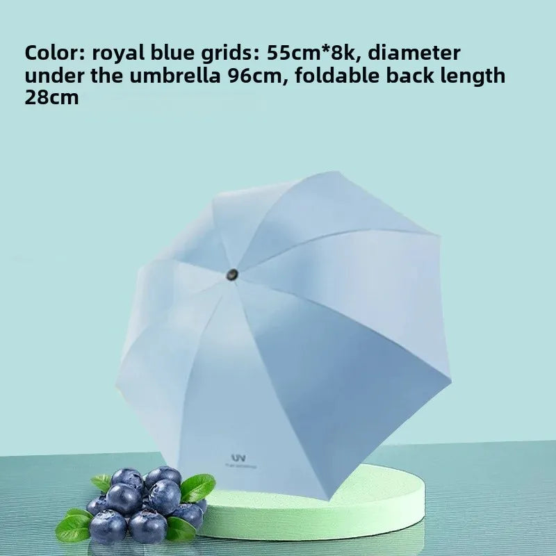 Automatic UV Umbrella Black Glue Sun And Rain Dual Purpose Sunshade Umbrella Logo Printable Three Fold UV Protection Business Ad