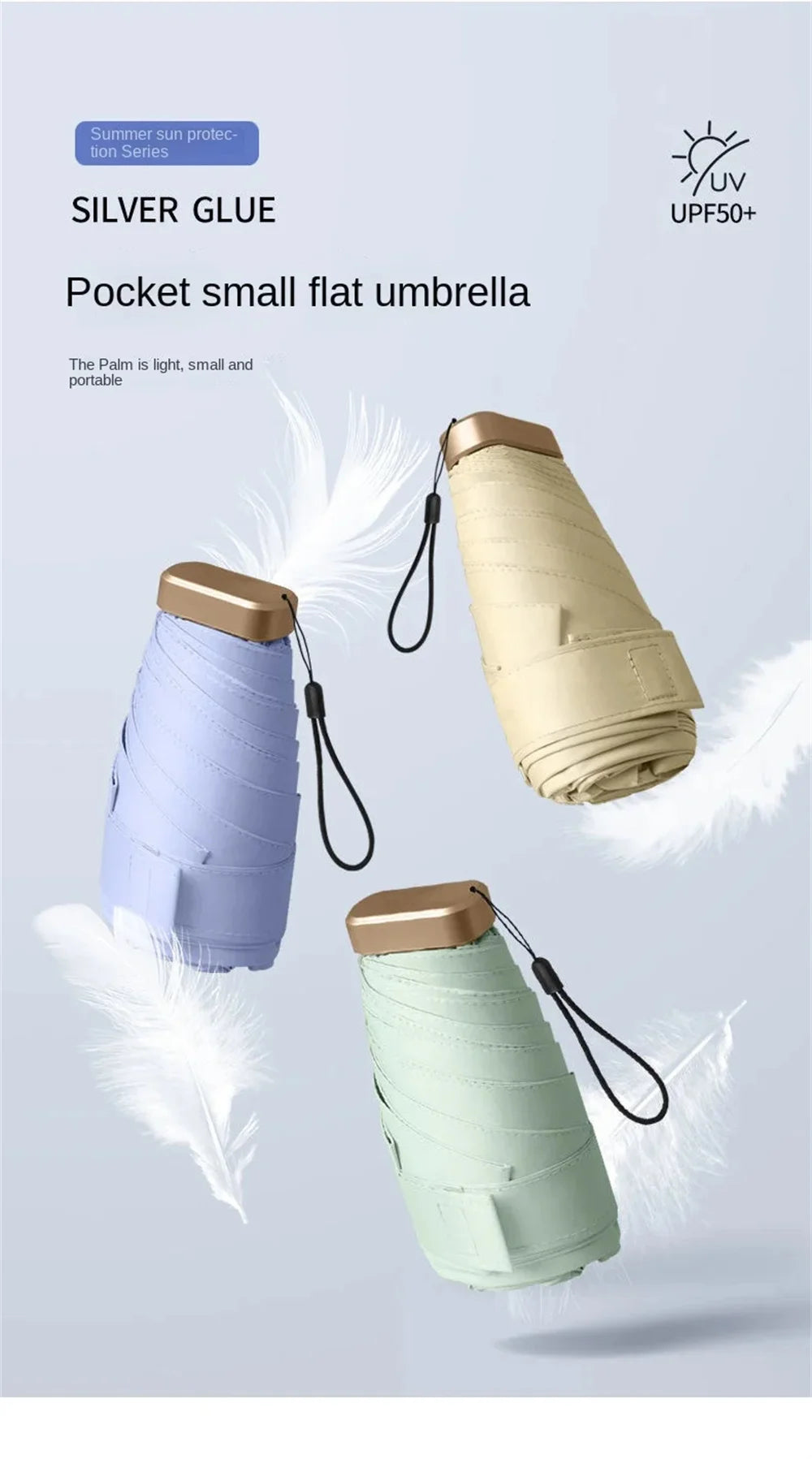 ☀️ Ultra-Compact Mini Folding Sun Umbrella – Pocket-Sized UV Protection for Travel & Everyday Use! ☔✨
