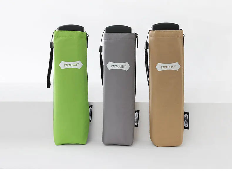 Parachase Flat Rain Umbrella Woman Lightweight 143g Foldable Mini Umbrella Pocket Portable Travel Folding Umbrella Windproof