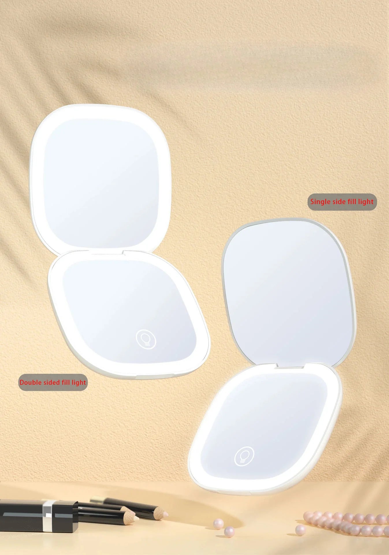 LED 5X/10X Magnifying Compact Mirror – Portable Foldable Rechargeable Travel Makeup Mirror